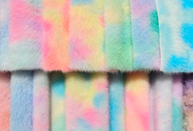 Ткань из искусственной норки цвета радуги, 500GSM, европейская норка Ткань из искусственной норки цвета радуги, 500GSM, европейская норка